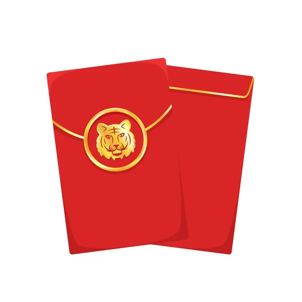 Китайская Награда Красная Бумага Вектор Оболочки Год Тигра Красная Стая — стоковый вектор