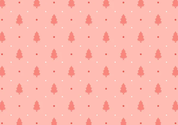 Christmas Trees Snowflakes Seamless Pink Background Vector Flat Pattern White — 图库矢量图片
