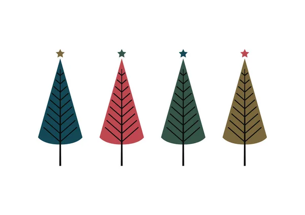 Újévi Üdvözlőlap Design Stilizált Karácsonyfa Vektor Illusztráció Karácsonyfa Logó — Stock Vector