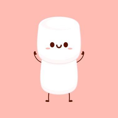 Marshmallow çizgi filmi. Şekerleme karakter tasarımı. Şekerleme vektörü.