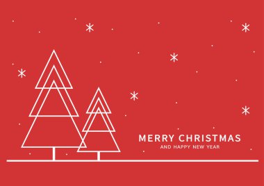 Yeni yıl tebrik kartı tasarımı ve stilize Noel ağacı. Vektör çizimi. Noel ağacı logosu.