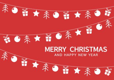 Mutlu Noeller ve mutlu yıllar posteri. Noel ögesi simgesi.