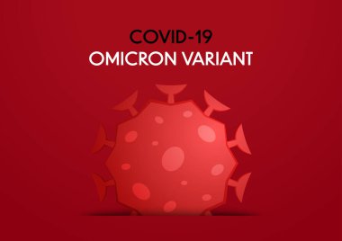 Covid-19 logosu. Koronavirüs salgını vektör arka planının Omicron yeni türü. Typography ve logo ile Omicron varyantı.