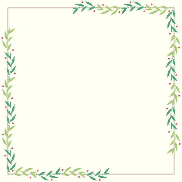 Joyeux Papier Peint Noël Espace Libre Pour Texte Cadre Feuilles — Image vectorielle