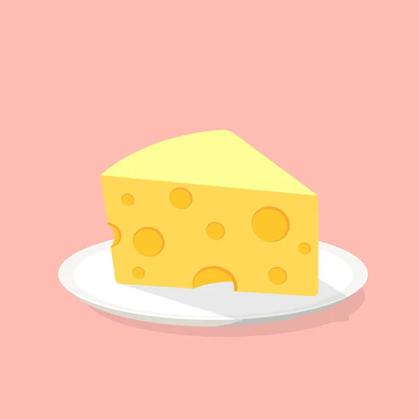 Cheese Cartoon Cheese White Plate — Stock Vector