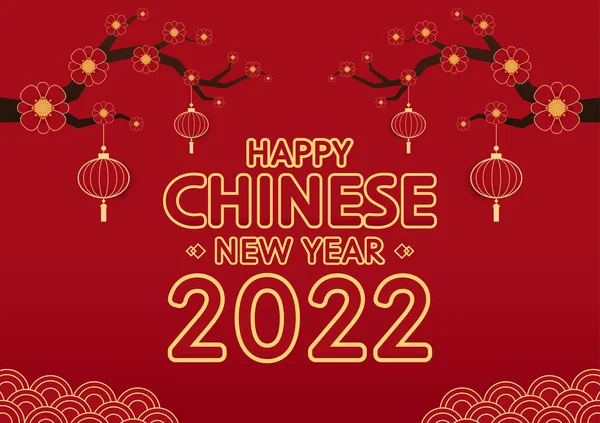 Mutlu Çin Yeni Yılı 2022, Tiger Zodiac tabelası, Kırmızı Kağıt Sanat ve zanaat stili tebrik kartı, el ilanları, poster (Çince çevirisi: mutlu yeni yıl 2022, kaplan yılı)