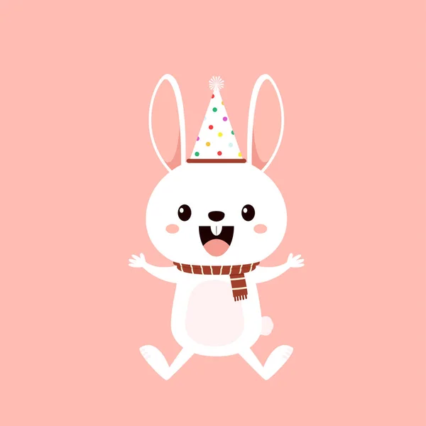 Cute White Bunny Rabbit Cartoon Vector Collection Animal Wildlife Character — Stock Vector