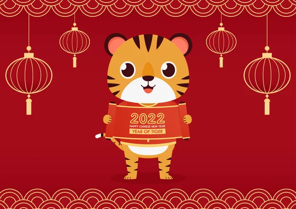 Gelukkig Chinees Nieuwjaar 2022 Poster Gelukkig Chinees Nieuwjaar Wenskaart 2022 — Stockvector