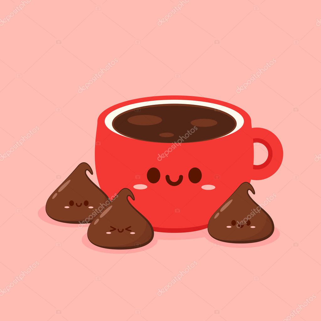 Dark chocolate chip cartoon vector. Dark chocolate chip character design. Dessert vector.