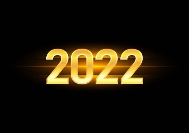 Mutlu yıllar 2022. 2022 yılının tebrik kartı tasarımı. Parıldayan klasik ışıklar arka planında. Koyu altın ve siyah. Dikkati dağılmış. Işıklar arka plan.
