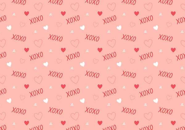 Valentine Pattern Wallpaper Valentine Invitations Xoxo Phrase Good Cards Wallpaper — Vetor de Stock