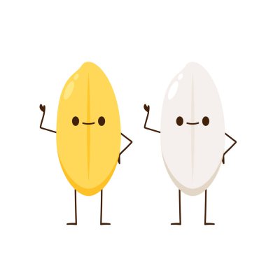 Pirinç karakter tasarımı. Beyaz arka planda pirinç vektörü. Paddy vektörü.