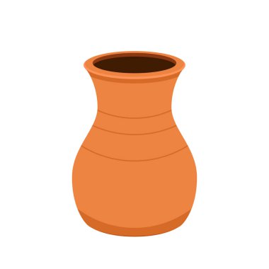 Seramik kap vektörü. Beyaz arkaplanda Jar karikatür vektörü.