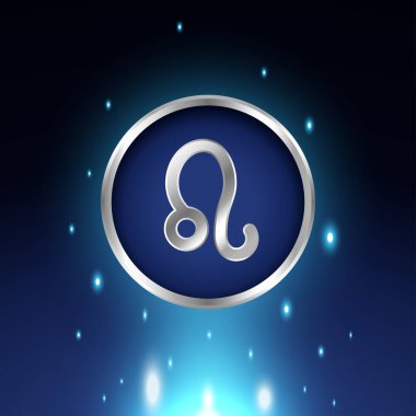 Astrolojik zodyak Leo sembolleri açık gümüş renginde. Parlak Astroloji Burç İşaretleri koleksiyonu. Parlak ışık yıldızları. Parlayan metalik burç işaretleri.