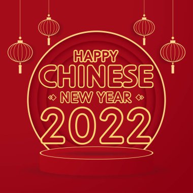 Mutlu Çin Yeni Yılı 2022 posteri. Yeni Çin tebrik kartı 2022 'de şirin bir kaplanla mutlu yıllar. Kaplan karakter tasarımı.