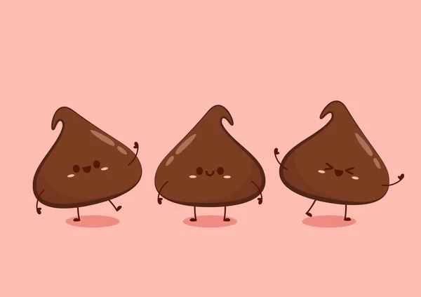 Vettore Cartone Animato Con Gocce Cioccolato Fondente Design Del Carattere — Vettoriale Stock