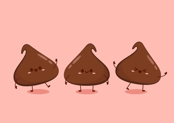 Dark Chocolate Chip Cartoon Vector Dark Chocolate Chip Character Design — Vetor de Stock