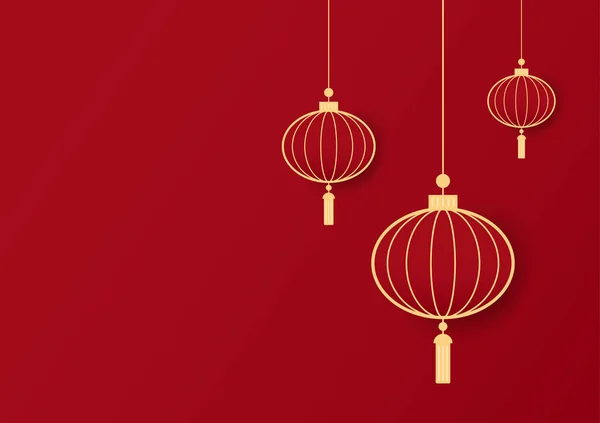 Chinees Nieuwjaars Poster Behang Vrije Ruimte Voor Tekst Chinese Lamp — Stockvector