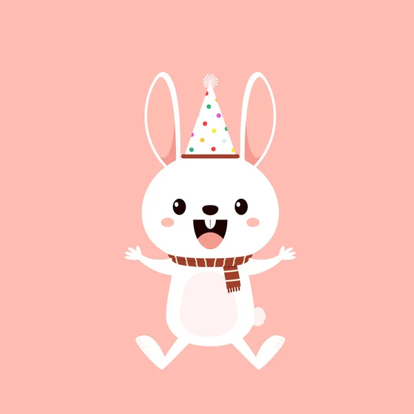 Lindo Conejito Blanco Conejo Colección Vectores Dibujos Animados Carácter Vida — Vector de stock