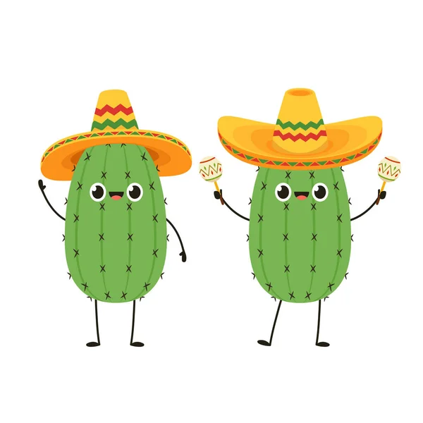 Cactus Karakter Ontwerp Cactus Cartoon Vector — Stockvector