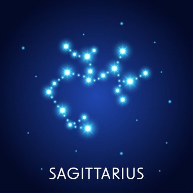 Astrolojik yay burcu. 12 burç sembolü. Zodiac işaretli astronomi okült sembolü.