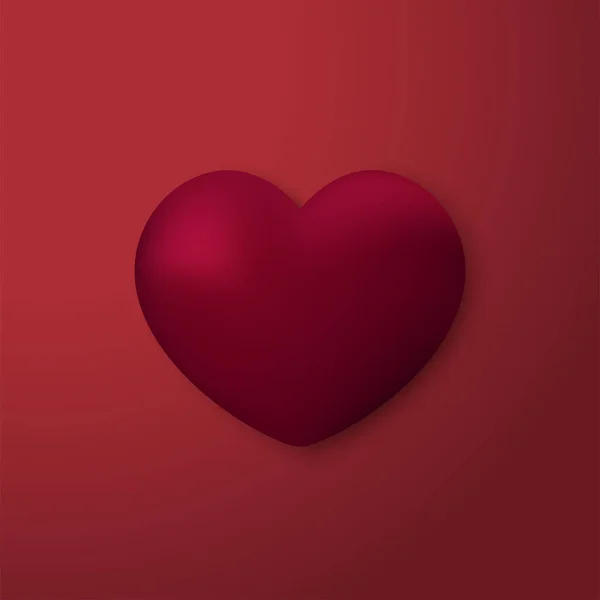 Corazón Rojo Brillante Día San Valentín Vector Fondo Corazón Rojo — Archivo Imágenes Vectoriales