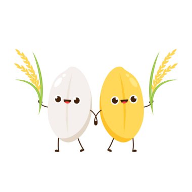 Pirinç karakter tasarımı. Beyaz arka planda pirinç vektörü. Paddy vektörü.