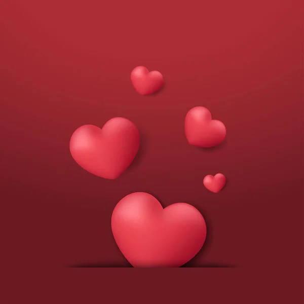 Corazón Rojo Brillante Día San Valentín Vector Fondo Corazón Rojo — Archivo Imágenes Vectoriales
