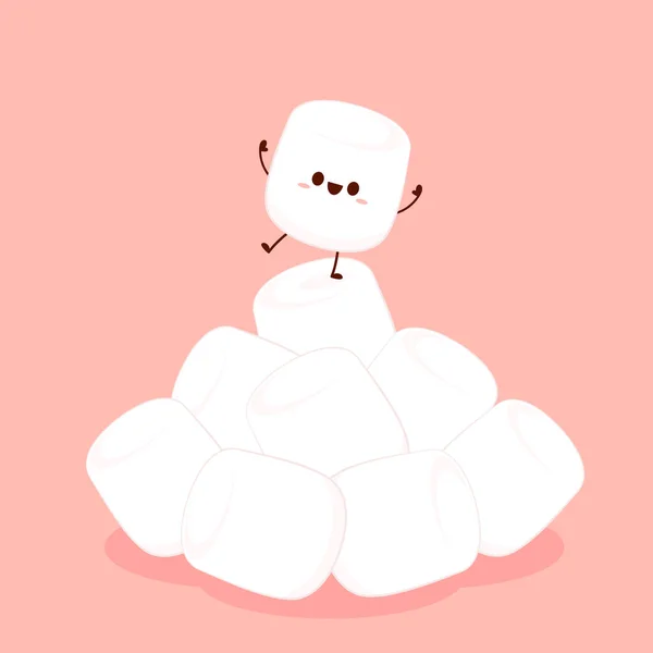 Σχεδιασμός Χαρακτήρων Marshmallows Κουτάλι Ζαχαρωτά — Διανυσματικό Αρχείο