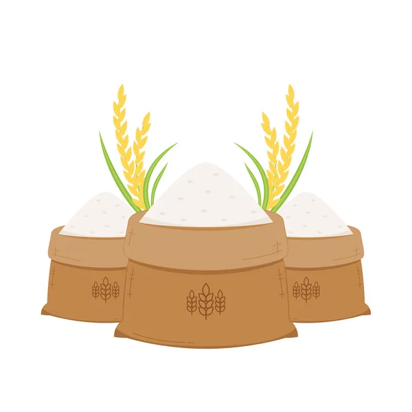 Rijst Zak Cartoon Vector Rijstzak Symbool Paddy Vector — Stockvector