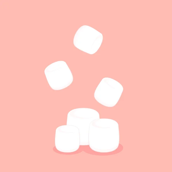 Marshmallows Brancos Isolados Sobre Fundo Rosa Pilha Marshmallow —  Vetores de Stock