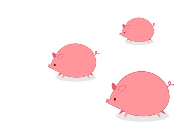 Beyaz arka planda şirin bir domuz. Domuz karalama logosu tasarımı.