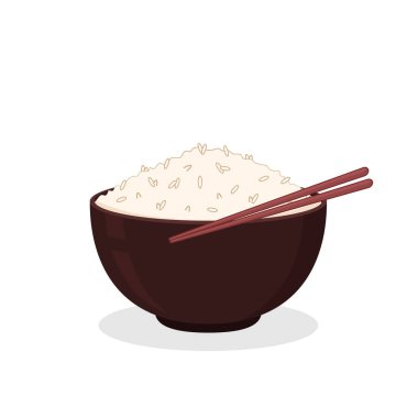 Fincanda pilav var. Seramik kasede pişirilmiş pirinç stoku. Japon pirinci.