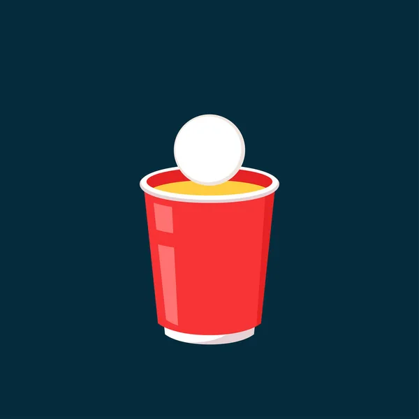 Red Party Cup Isolated Blue Background Vector Illustration Red Beer —  Vetores de Stock