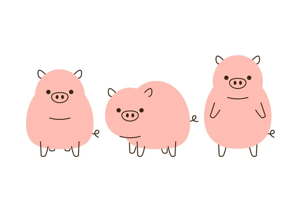 Nettes Schwein Auf Weißem Hintergrund Charakterdesign Für Schweine — Stockvektor