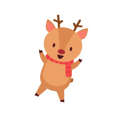 Sevimli ren geyiği vektörü. Ren geyiği çizgi filmi. 