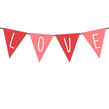 Sevgililer Günü duvar kâğıdı. Bayrak tarzında sevgililer günü posteri.