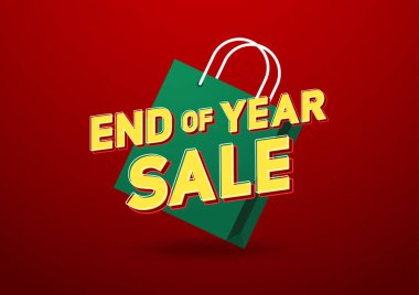 End of year sale poster. Sale poster design. wallpaper. background. Shopping bag vector.