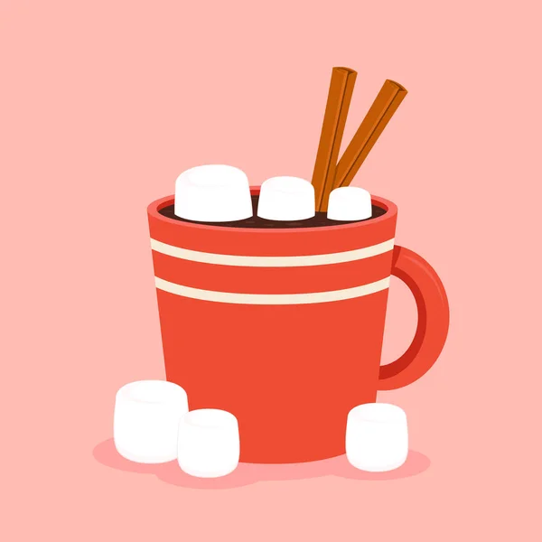 Pile Marshmallows Cocoa Cocoa Marshmallows Red Cup Red Cup Muffin — Vettoriale Stock