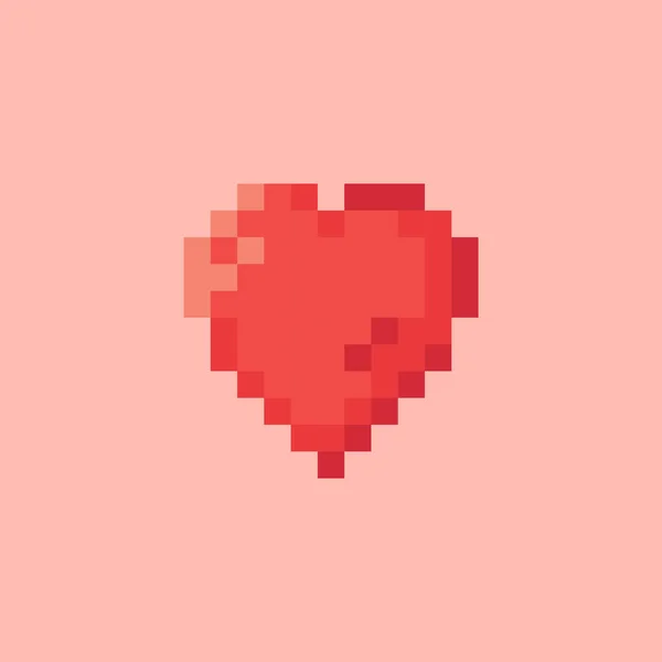 Pixel Hart Pictogram Retro Stijl Liefde Valentijn Hartlogo Ontwerp — Stockvector