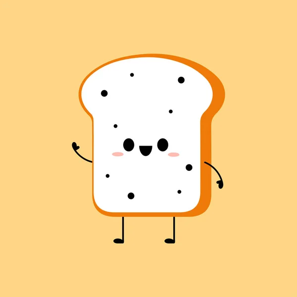Brotcharakter Design Brot Auf Weißem Hintergrund — Stockvektor