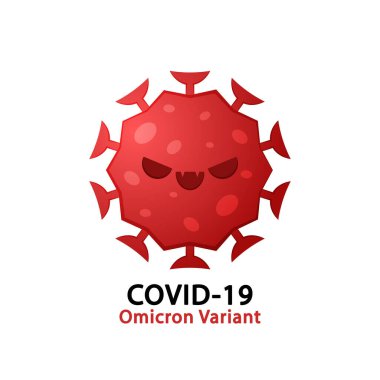 Coronavirus Covid 19 emoji kawaii. Bakteri karakter vektörü. Virüs karakter tasarımı. Omicron 'un yeni Coronavirüs türü. Omicron koronavirüs bakteri hücre simgesi.