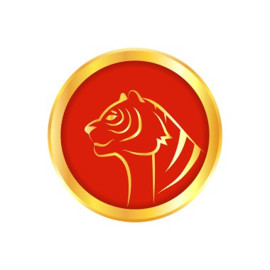 Yeni Çin yılın kutlu olsun. Kaplan Yılı. Çin yeni yılı 2022 posteri. Kaplan başlı logo.