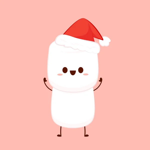 Tatlı Marshmallow Çizgi Film Karakteri Şekerleme Vektörü Mutlu Noeller — Stok Vektör