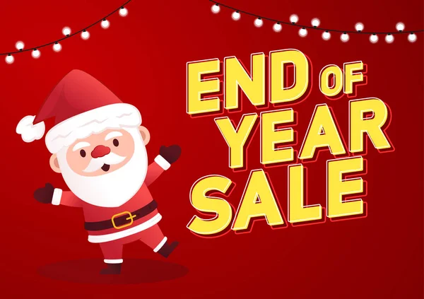 End Year Sale Poster Cute Santa Claus Cartoon Christmas Sale — стоковый вектор