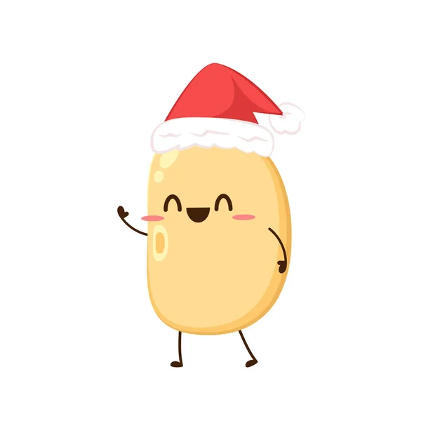 Soybean Vector Cute Soybean Character Design Grain Cartoon Merry Christmas — 스톡 벡터