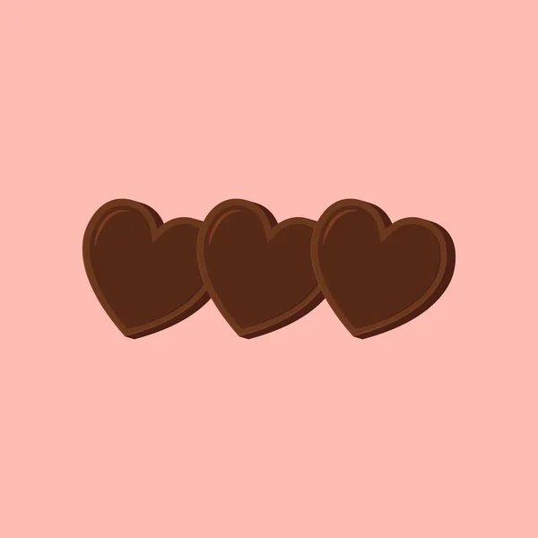 Chocoladehart Icoon Vector Chocolade Snoep Valentijnsdag Toetje — Stockvector