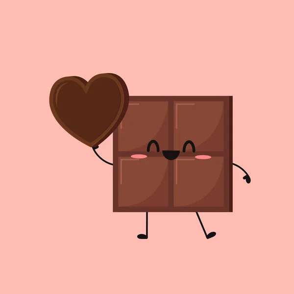 Chocolate Heart Character Design Vector Chocolate Candy Valentines Day Dessert — Stock vektor