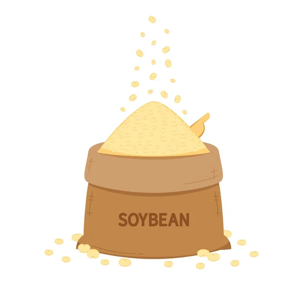 Soybean Sack Pile Soybean Vector Soybean White Background — Stock vektor