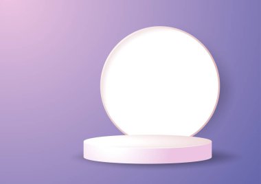 Sahne kaidesi ya da platformu. Kozmetik ürün gösterimi için geometri podyumu şekli. Yılın rengi.